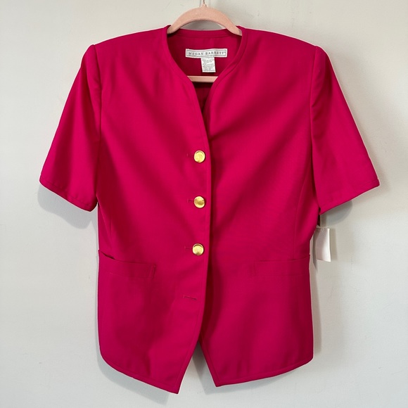 Vintage Megan Barrett Fuchsia Pink Short Sleeve Blazer Size 10 NWT - Picture 8 of 9